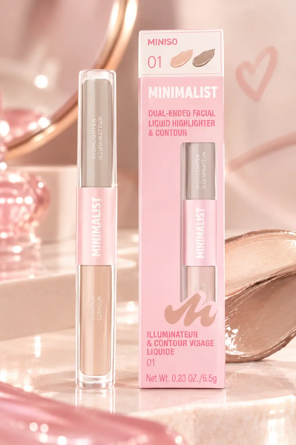 Minimalist Çift Uçlu Sıvı Aydınlatıcı ve Kontür (01)