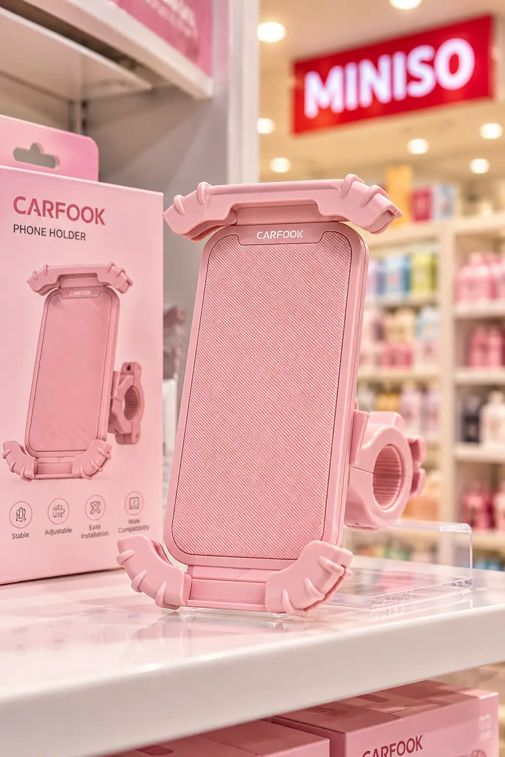 Miniso Lisanslı Bisiklet İçin Telefon Tutucu Pembe – Güvenli Sabitleme Kolay Montaj Gidon Aksesuarı 8,5 Cm