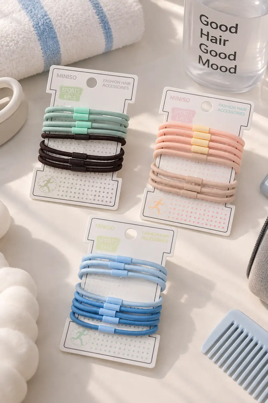 Miniso Lisanslı Sport Serisi Saç Lastiği 8’li Set – Aktif Kullanım 11 Cm