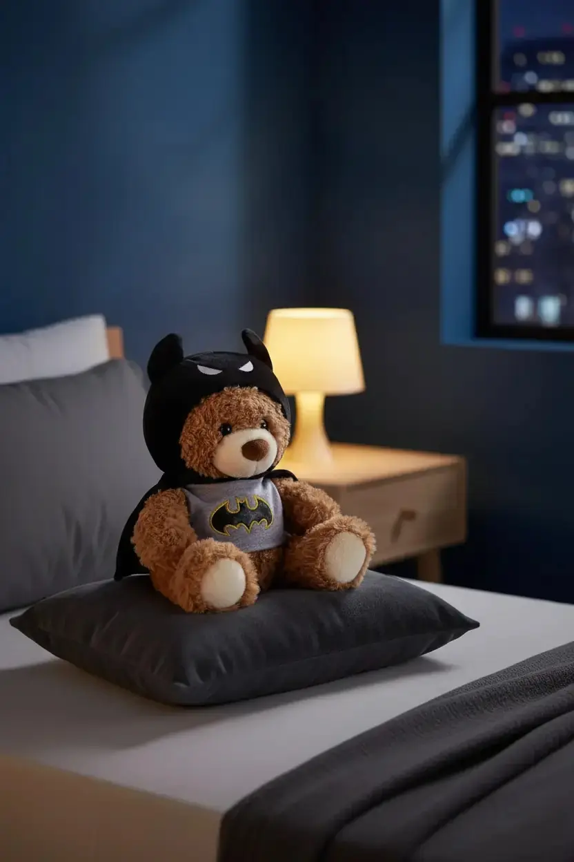 Miniso Lisanslı DC Koleksiyonu 25 cm Kostümlü Hediye Ayıcık Peluş Oyuncak – Batman Kostümlü Model