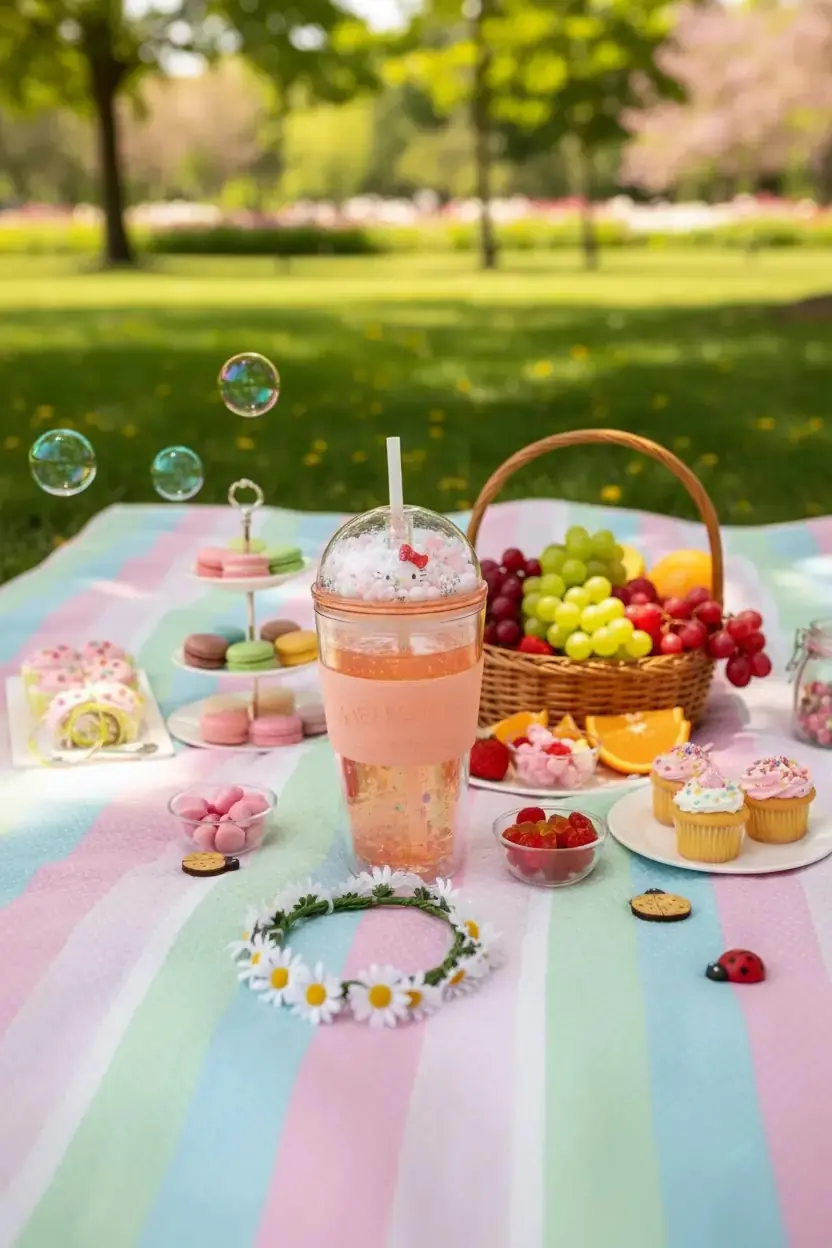 Sanrio Lisanslı Hello Kitty Eğlenceli Parti Serisi Pipetli Plastik Şişe 600 mL