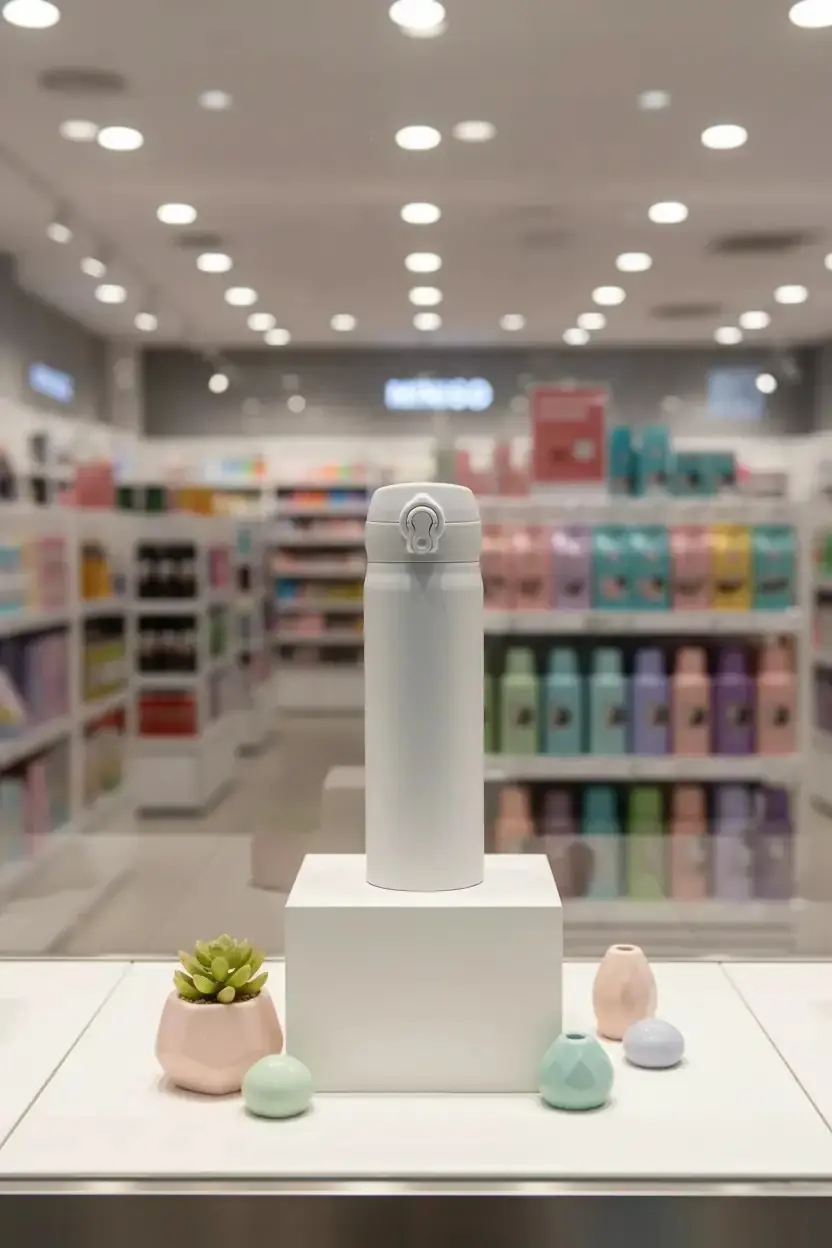 Miniso Lisanslı Klasik Serisi Flip Top Yalıtımlı Termos – 450 Ml – Çift Katmanlı Çelik – Beyaz