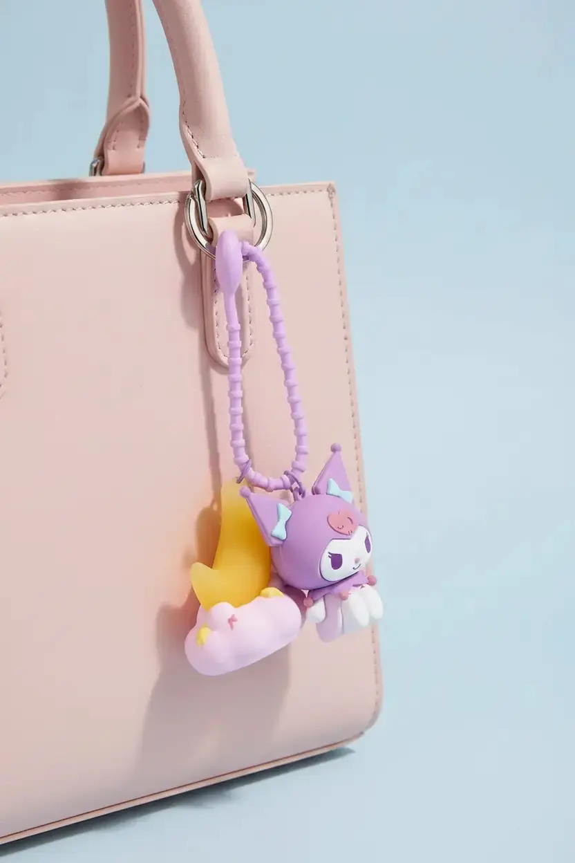 Sanrio Lisanslı Kuromi LED Işıklı Anahtarlık ve Çanta Süsü – Işıklı Fonksiyonel Figür Anahtarlık