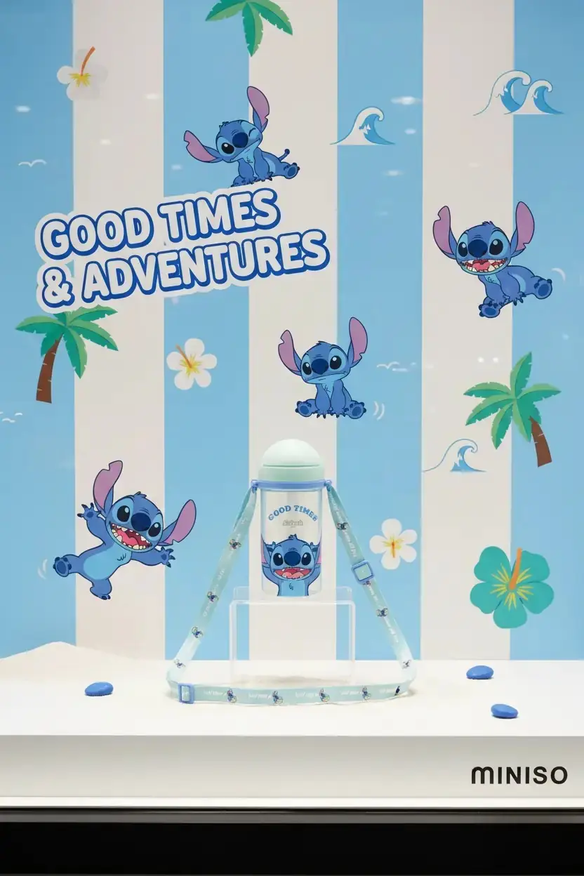 Disney Stitch Lisanslı Omuz Askılı Pipetli Matara – 17,4 Cm – Pratik Taşıma