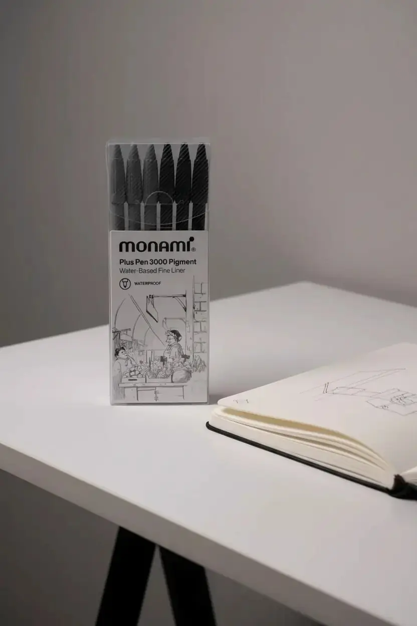 Monami Plus Pen 3000 Çizim Kalemi 6'lı – Gri Tonlar Pigment Kalem Seti
