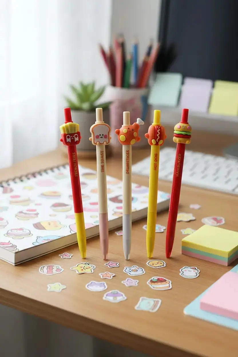 Miniso Lisanslı Pişirme Serisi Yiyecek Figürlü Tükenmez Kalem – Eğlenceli Tasarım & Hafif