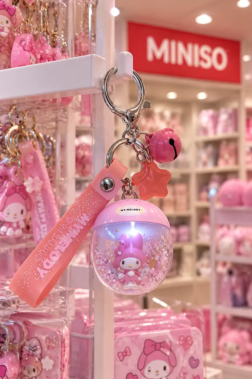 Sanrio Lisanslı My Melody Çiçek Perisi Serisi LED Işıklı Sallantılı Figür Anahtarlık ve Çanta Süsü