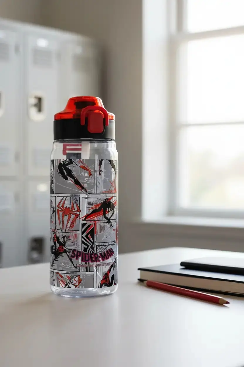 Marvel Spider-Man Koleksiyonu Açılır Kapaklı Pipetli Plastik Şişe