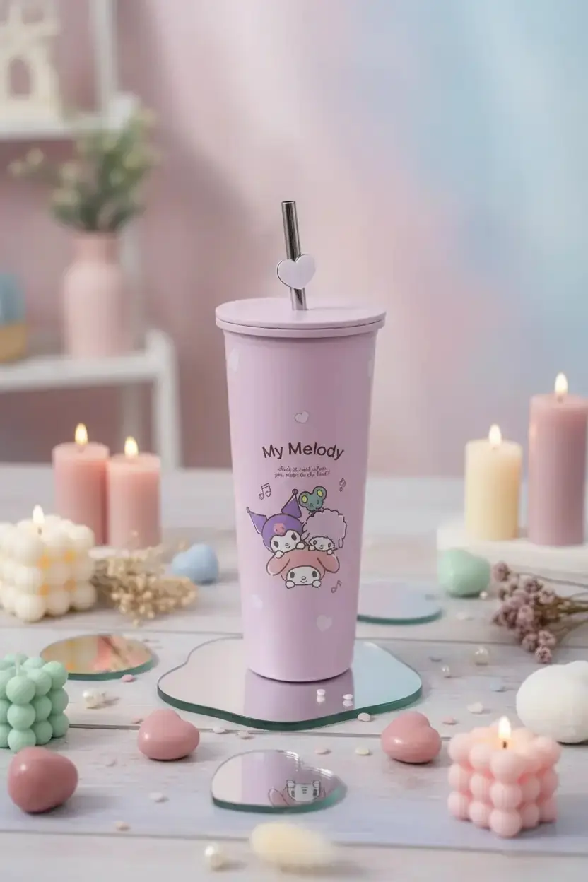 Sanrio Lisanslı Pipetli Paslanmaz Çelik Matara My Melody 800 ml