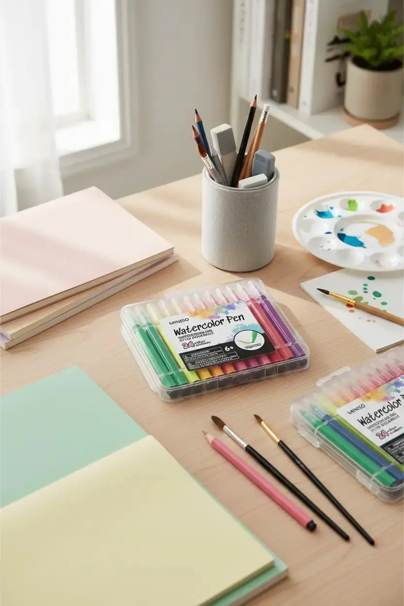 Miniso Lisanslı Yumuşak Uçlu Suluboya Kalem Seti 24 Renk Esnek Fırça Uçlu