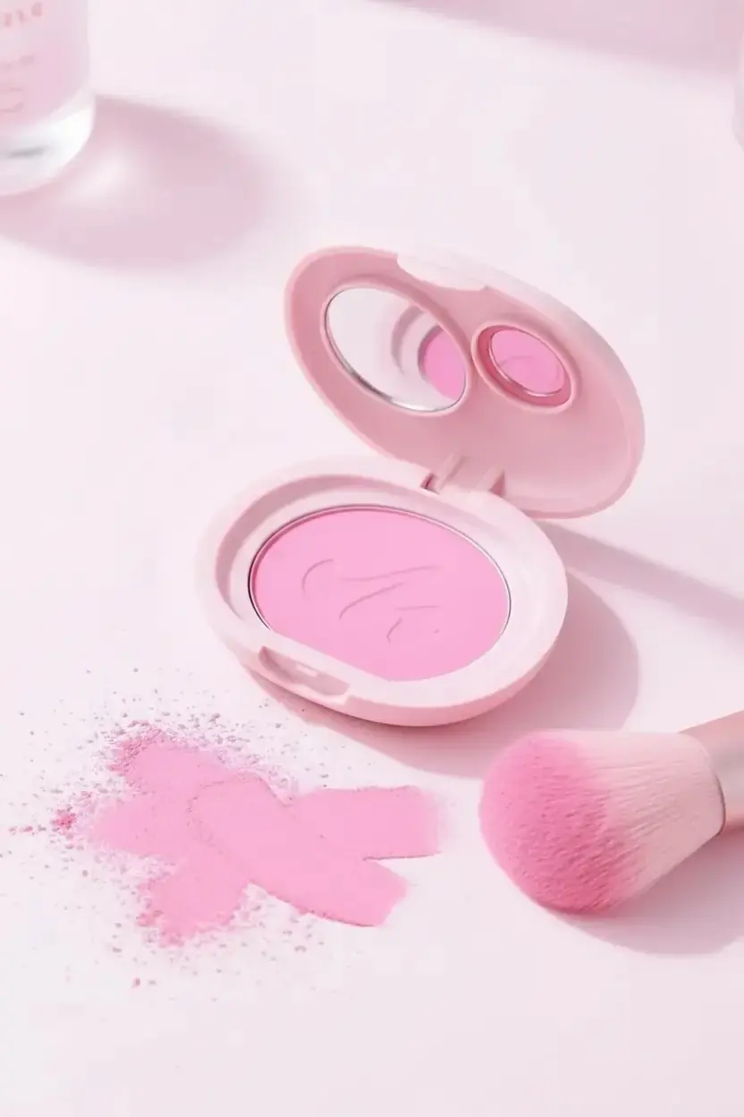 Miniso Lisanslı Minimalist Serisi Toz Allık No 05 - Canlı Pembe Tonlu ve Aynalı Kapaklı Doğal Işıltı Veren Toz Allık