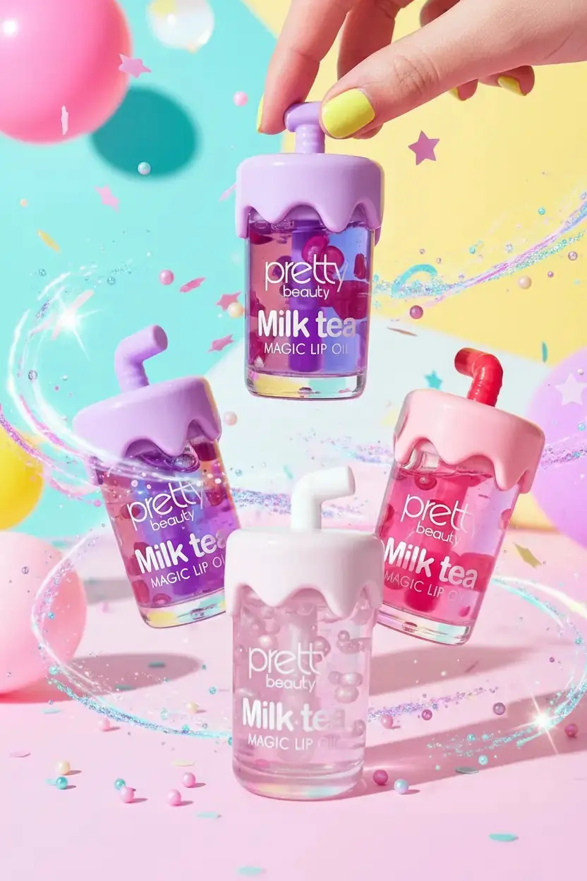 Pretty Magic Lip Oil (Milk Tea) – Nemlendirici & Doğal Parlatıcı Dudak Yağı
