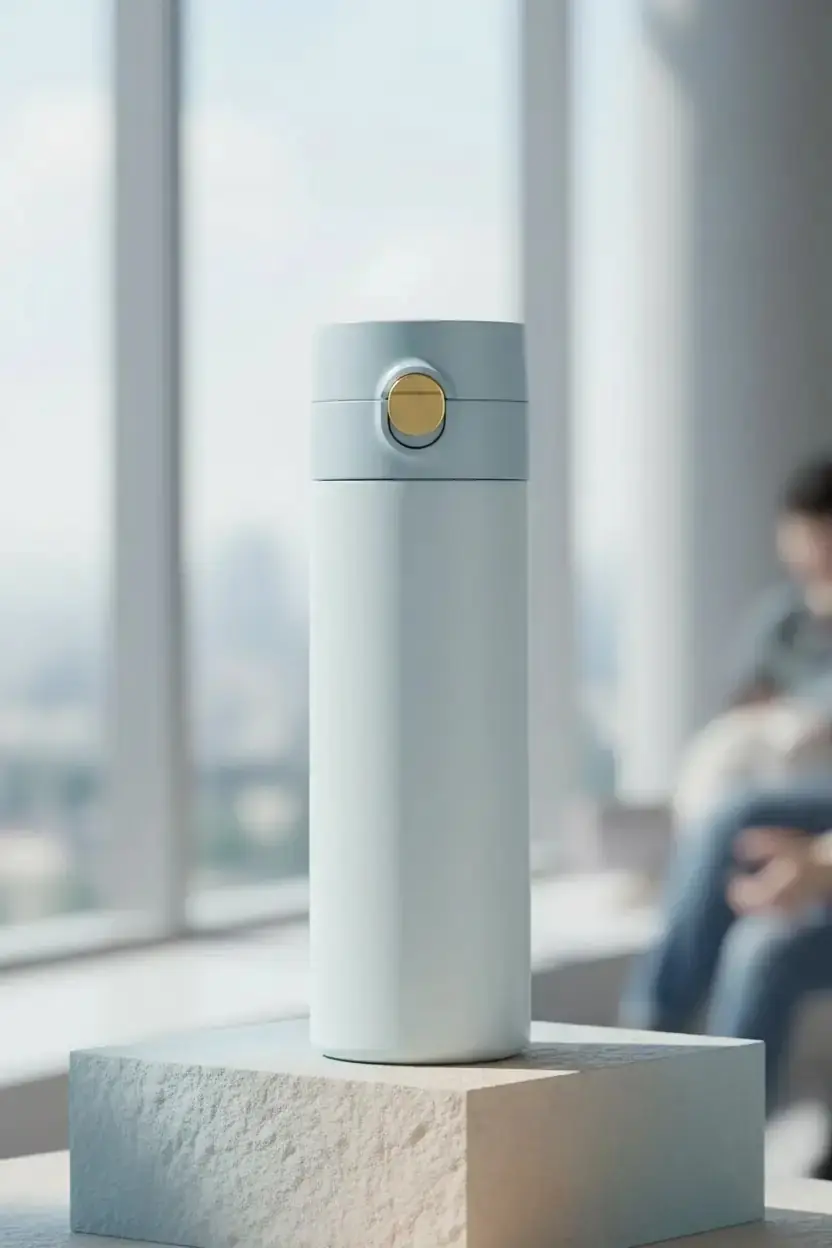 Miniso Lisanslı Flip Top Kapaklı Yalıtımlı Şişe 304 Çelik Sızdırmaz Termos 200 mL Mavi