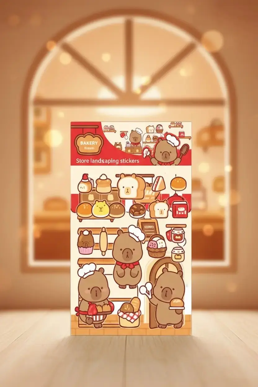 Miniso Lisanslı Pişirme Serisi Mimibara Manzara Sticker Seti Dekoratif Süsleme Çıkartmaları