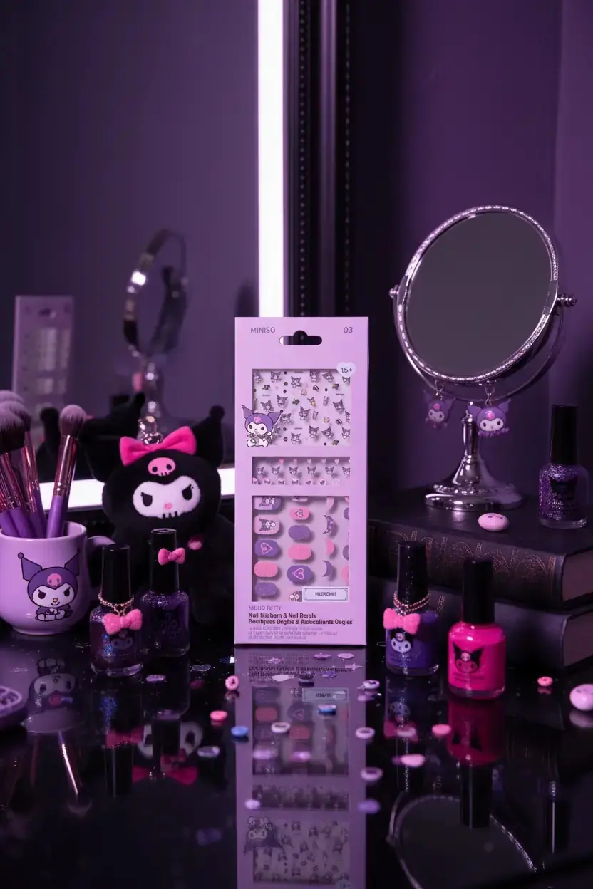 Sanrio Kuromi Lisanslı Tırnak Süsü Ve Çıkartma Seti (03) – Pratik Nail Art Sticker Ve Tırnak Aksesuarı 17,5 Cm