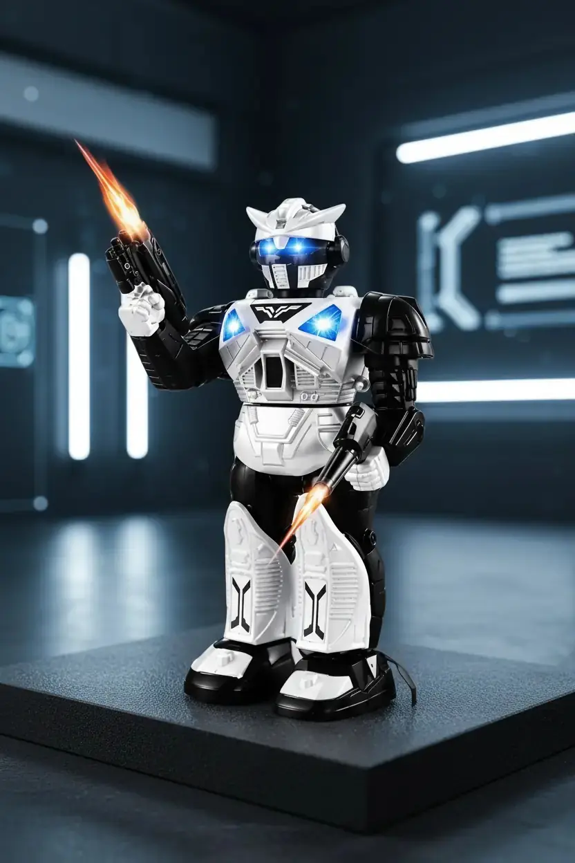 Miniso Lisanslı Siyah & Beyaz Seri Işıklı ve Sesli Robot – Küçük Boy