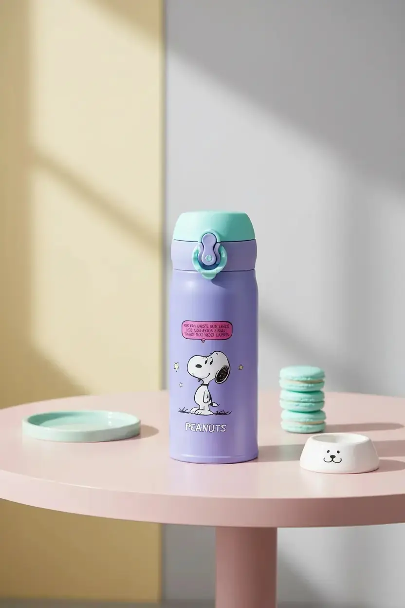Snoopy Lisanslı Vintage Serisi Dekorasyonlu Termos 320 Ml – Paslanmaz Çelik Sızdırmaz 20,5 Cm