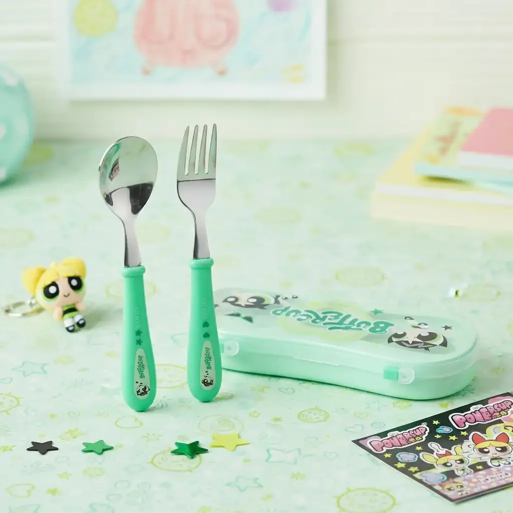 Powerpuff Girls Lisanslı Buttercup Kutulu Çatal Kaşık Seti – Yeşil