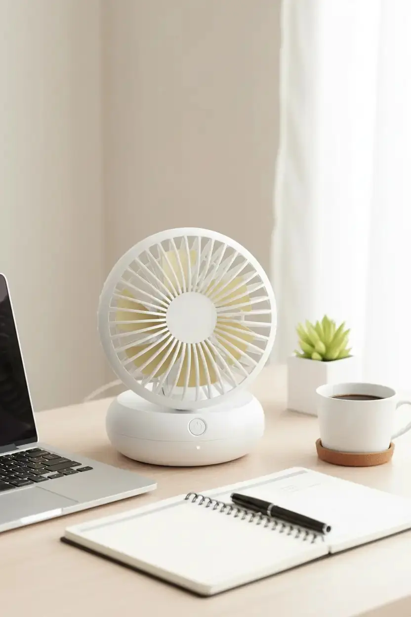 Miniso Lisanslı Soğutmalı Masaüstü Fan Beyaz 14 Cm – 3 Kademeli Taşınabilir Serinlik