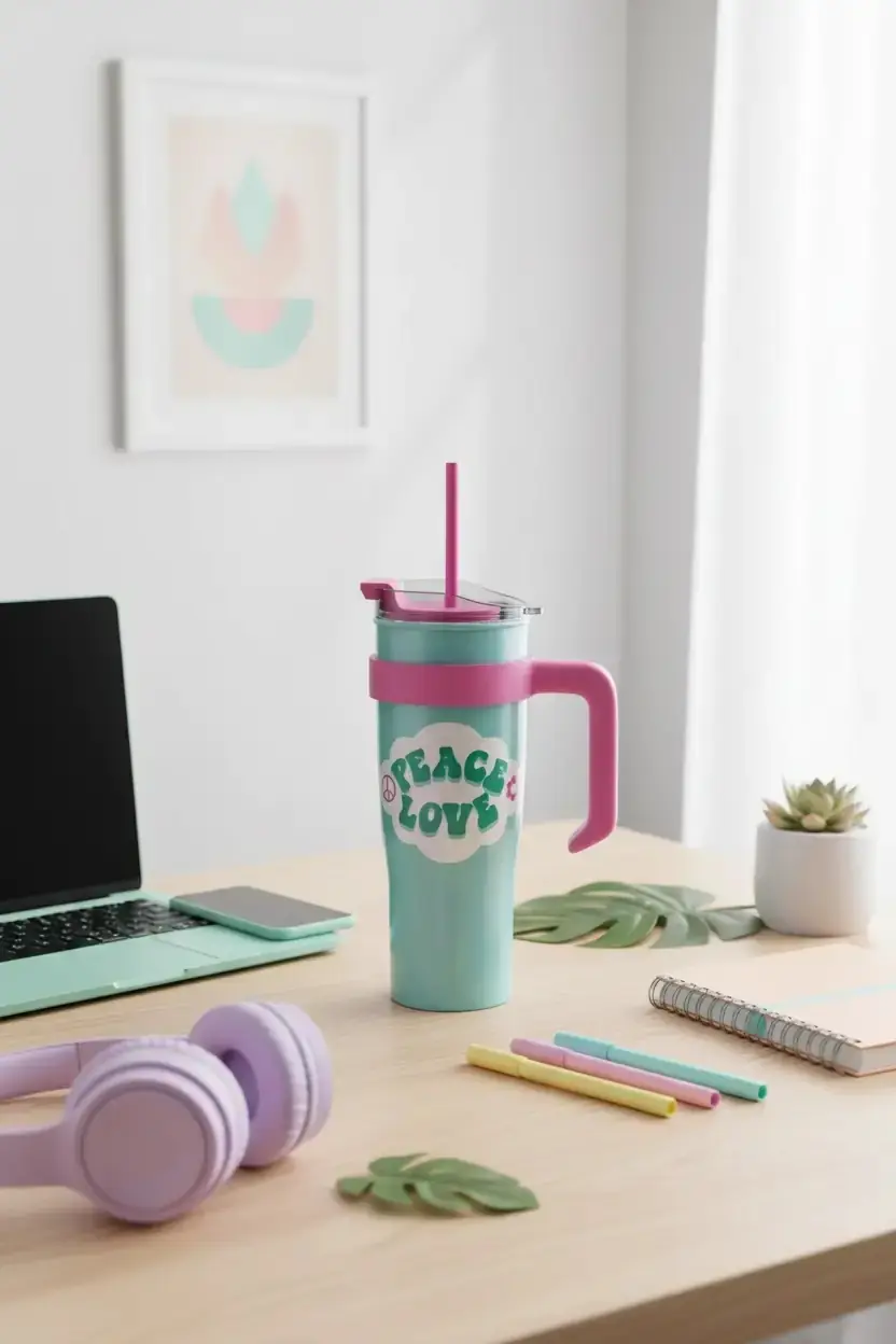 Miniso Lisanslı Sweet Funk Pipetli Bardak 1600 Ml – Paslanmaz Çelik 27 Cm