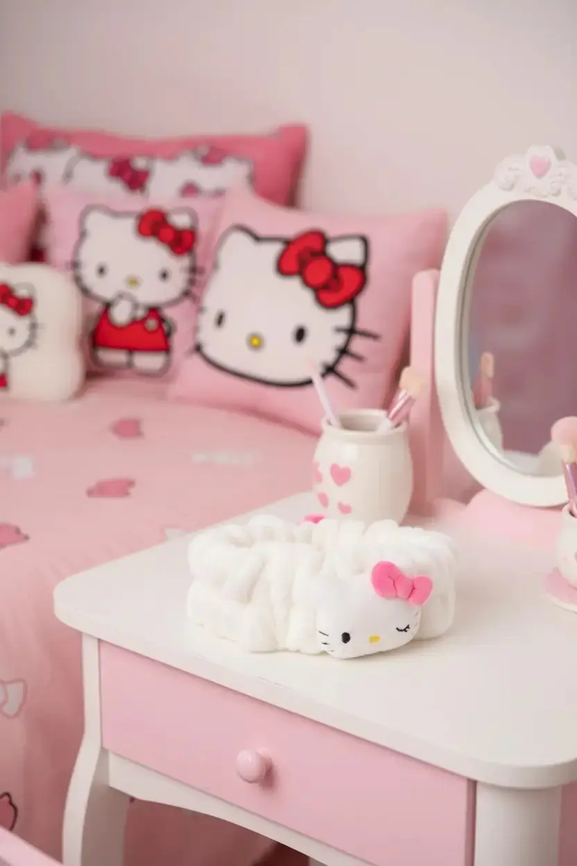 Sanrio Hello Kitty Lisanslı Kabartmalı Peluş Saç Bandı – Pembe – Yumuşak