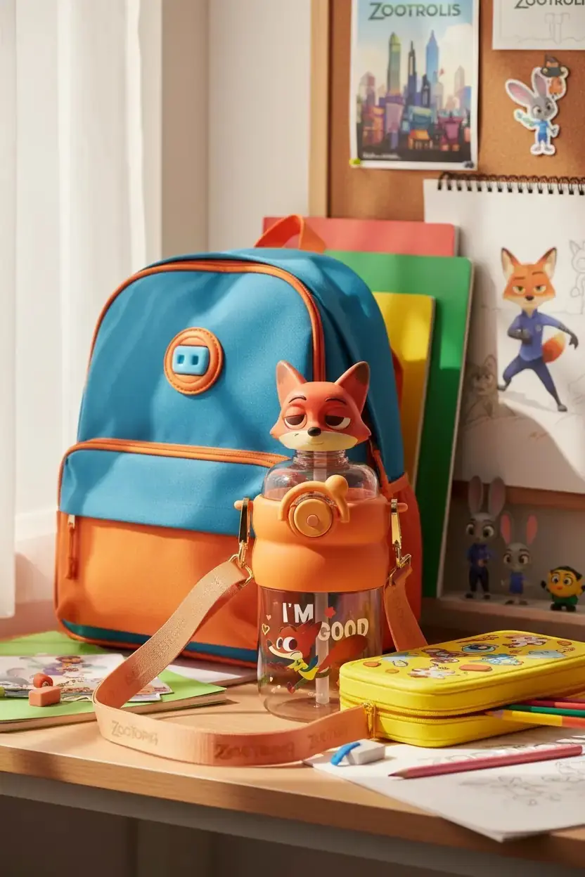 Disney Zootropolis Lisanslı Tritan Matara 600 Ml – Askılı & Sızdırmaz Kapak