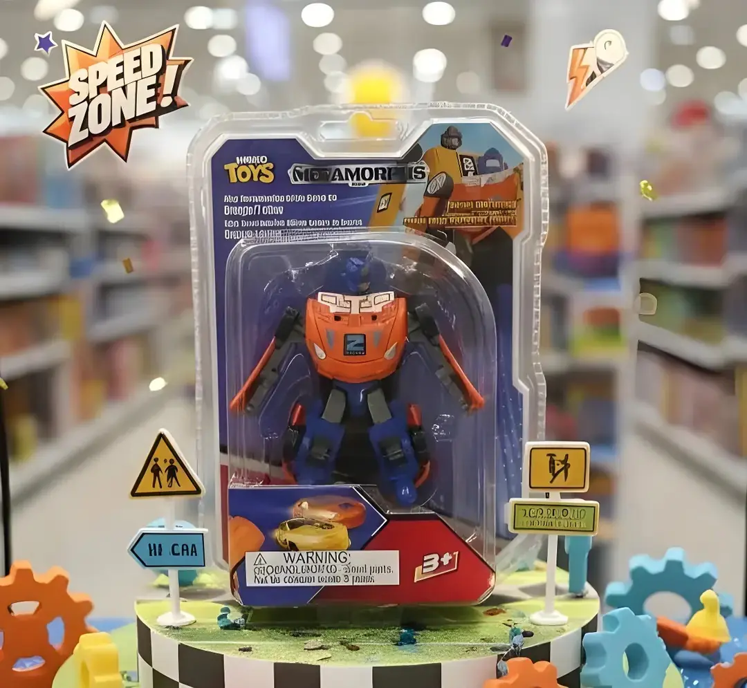 Miniso Lisanslı Metal Robota Dönüşen Yarış Arabası – Aksiyon Dolu Dayanıklı Tasarım Turuncu/Sarı 14 Cm