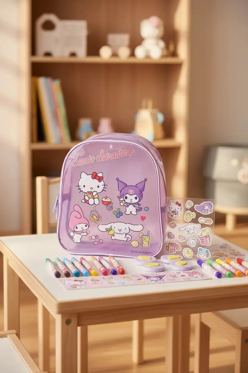 Sanrio Lisanslı Tatlı Serisi DIY Kendin Yap Sırt Çantası Seti – Kişiselleştirilebilir Tasarım ve Dayanıklı PVC EVA Malzeme Aktivite Seti 26 Cm