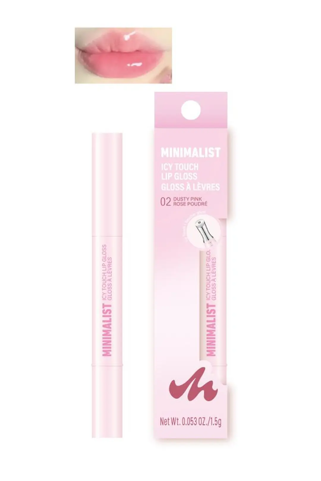 Miniso Lisanslı Minimalist Serinletici Dudak Parlatıcısı – 02 Toz Pembe