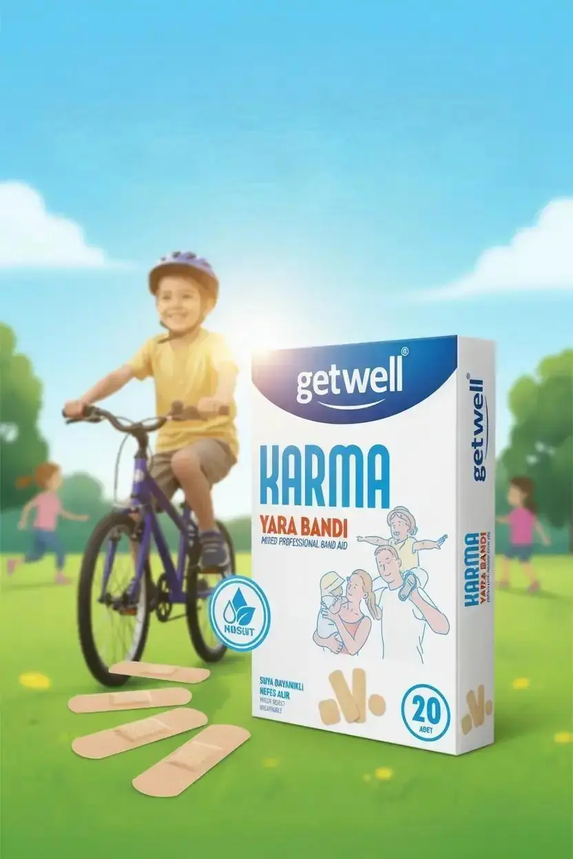 Getwell Karma Yara Bandı – 20 Adet Farklı Boyut ve Suya Dayanıklı