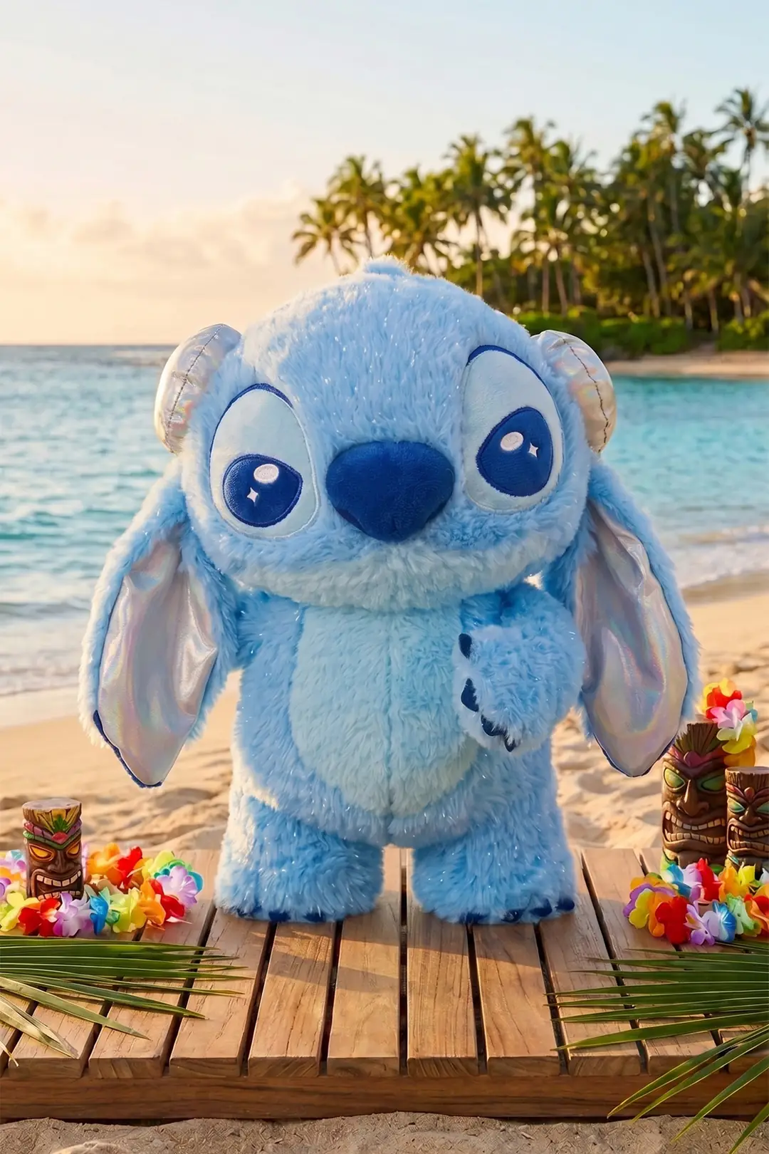 Disney Lilo & Stitch Lisanslı 30 cm Havalı Ayakta Duran Peluş Oyuncak – El Sallayan Simli Model