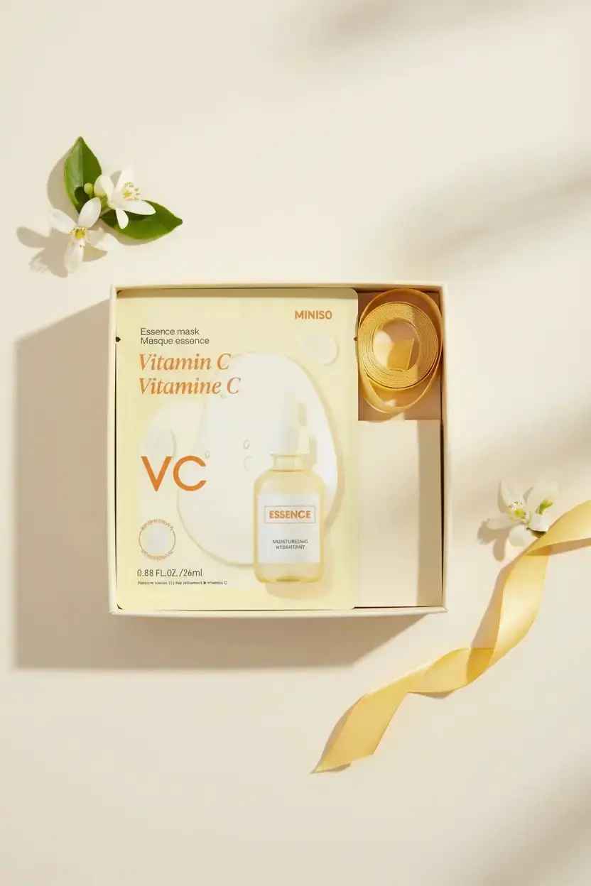Miniso Lisanslı Essence C Vitaminli Kağıt Yüz Maskesi – Canlandırıcı Tek Kullanımlık Bakım