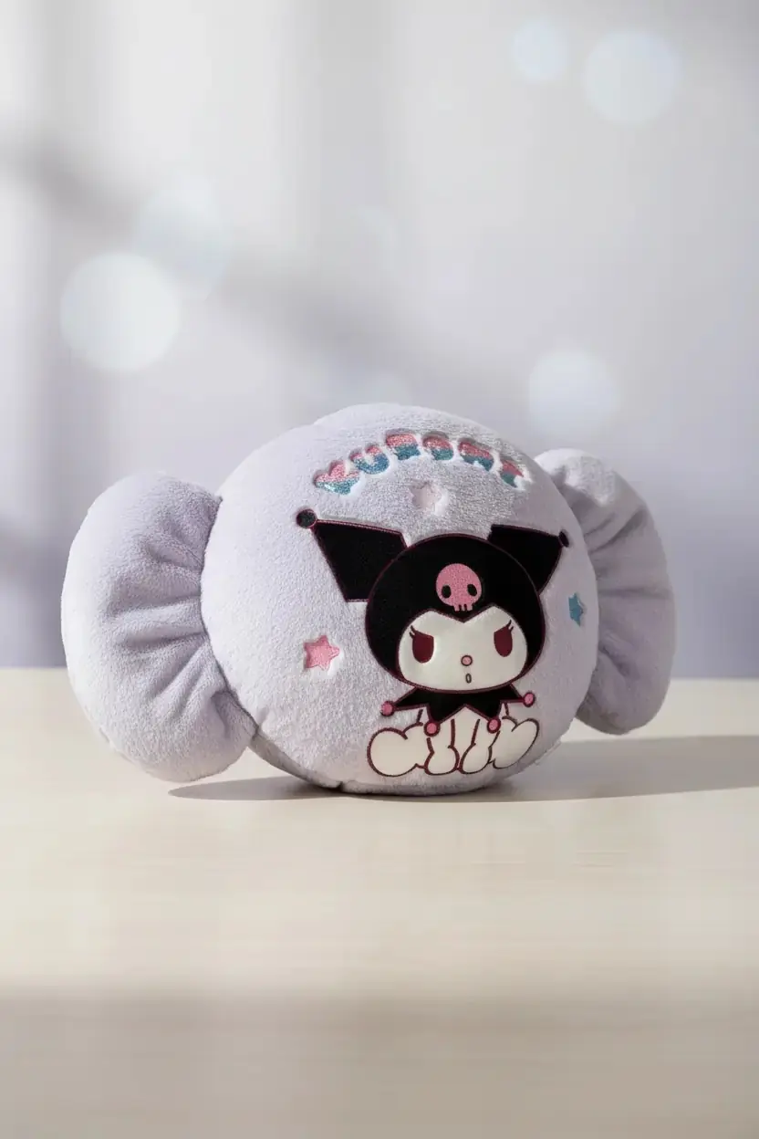 Sanrio Lisanslı Kuromi Peluş Yastık – Yumuşacık Şeker Figürlü Dekoratif Seri 38 Cm