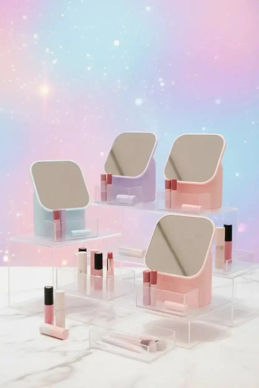 Miniso Lisanslı Düzenleyicili Makyaj Aynası – Masa Üstü Organizerli – Modern & Şık Tasarım