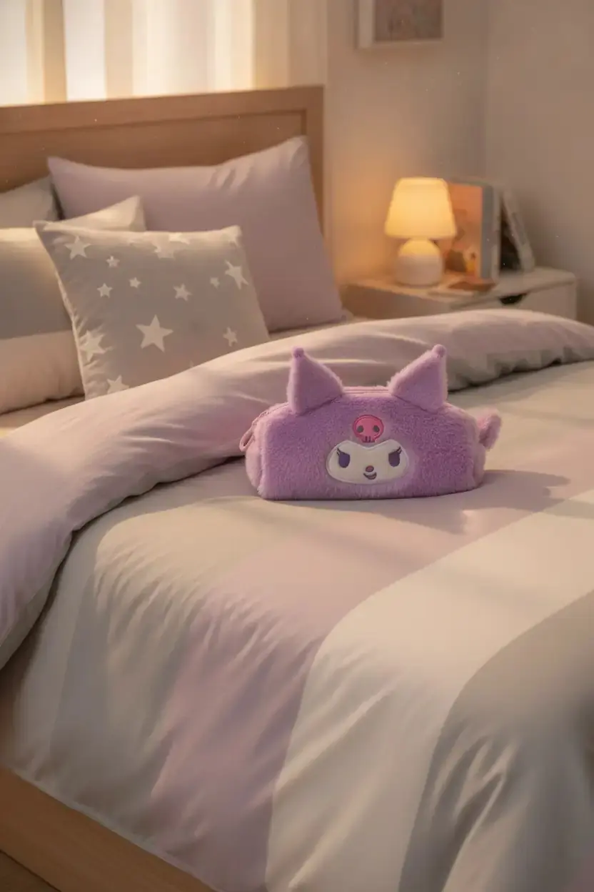 Sanrio Lisanslı Kuromi Fermuarlı Peluş Model – 22 Cm Hafif Tasarım