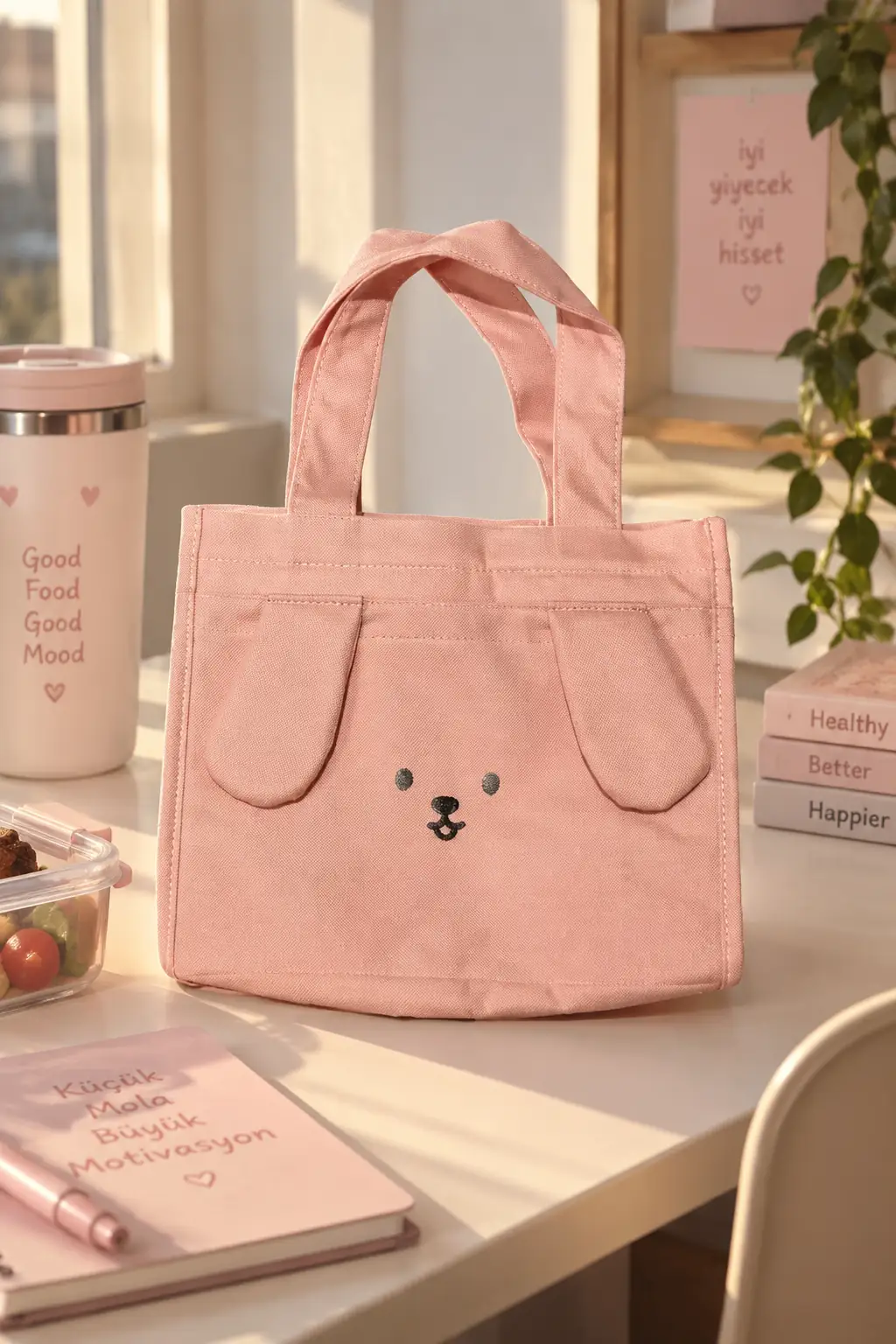 Miniso Lisanslı Hayvan Serisi Öğle Yemeği Çantası – Pembe