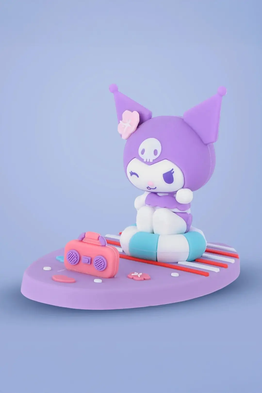 Sanrio Lisanslı Yaz Serisi Kuromi Sörf Temalı Masa Üstü Telefon Tutucu ve Tablet Standı