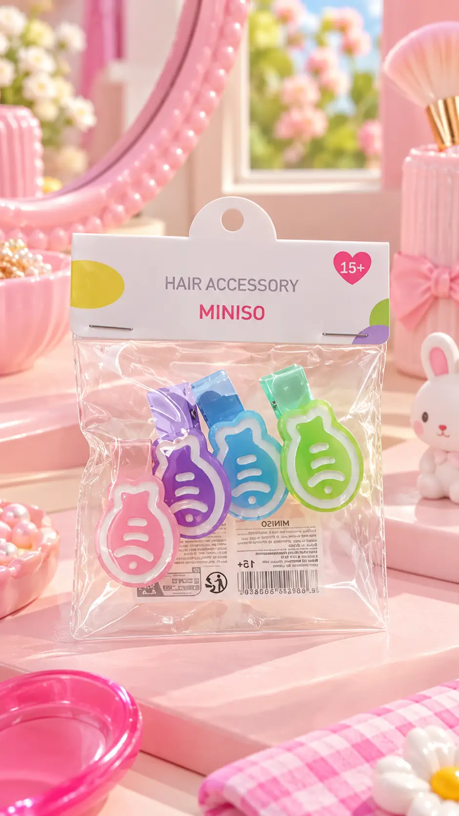 Miniso Lisanslı In-Bag Serisi Saç Tokaları 4lü Paket – Günlük Renkli Pratik Aksesuar