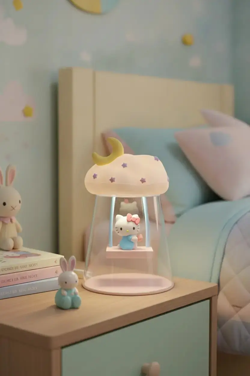 Sanrio Lisanslı Hello Kitty Şarj Edilebilir LED Gece Lambası – Kablosuz Dekoratif Aydınlatma