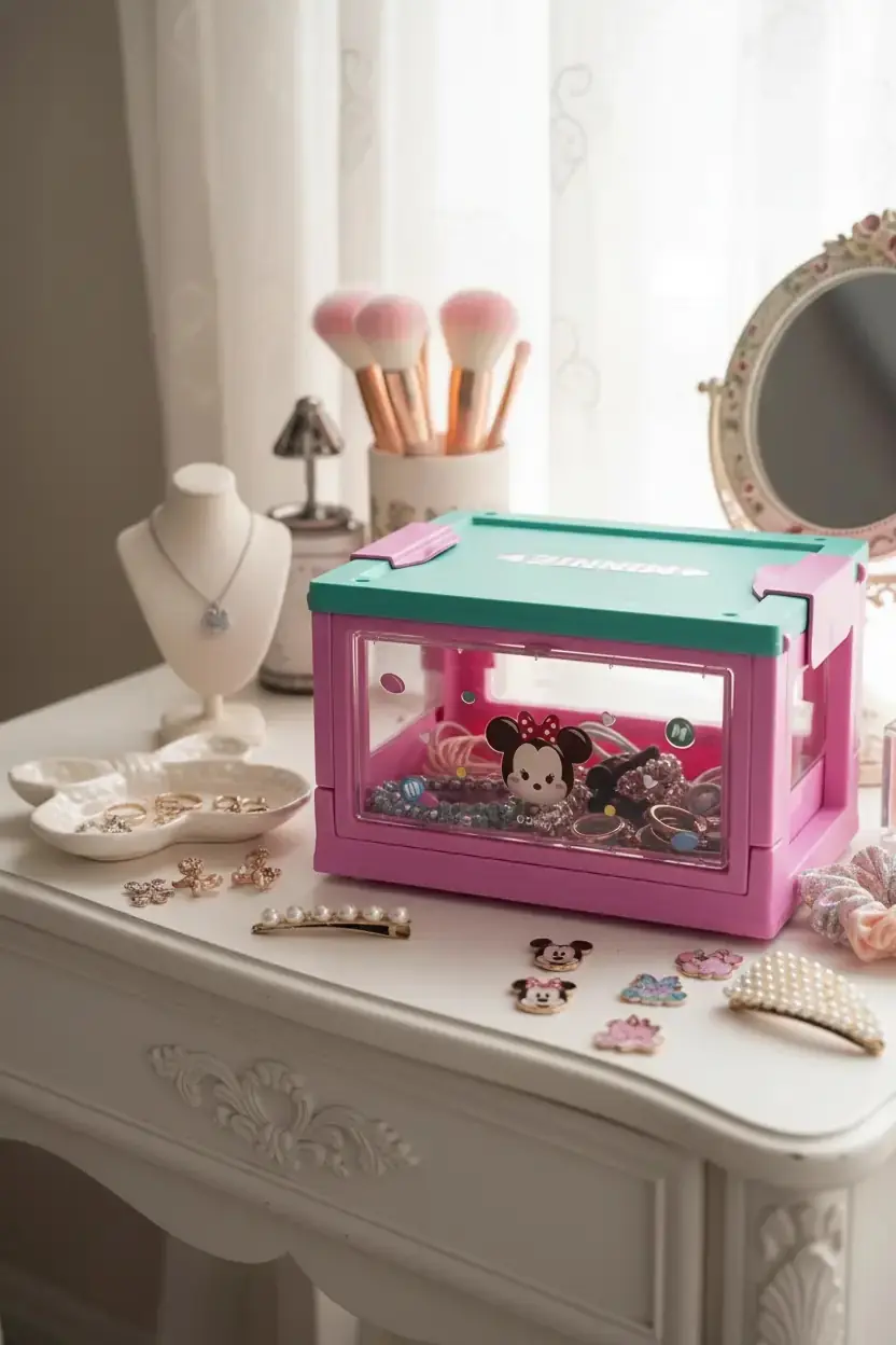 Disney Tsum Tsum Minnie Mouse Lisanslı Yan Pencereli Mini Saklama Kutusu – Masaüstü Organizeri