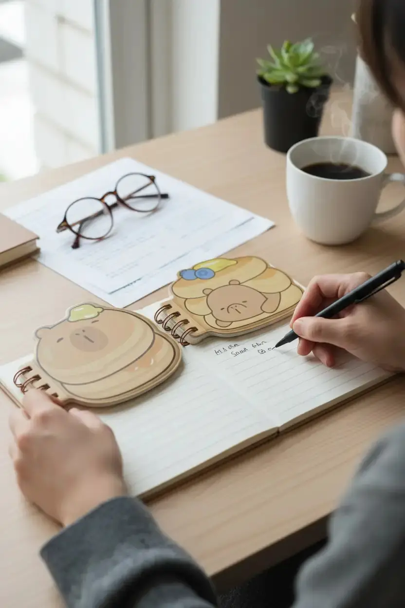 Miniso Lisanslı Pişirme Serisi Figürlü Telli Not Defteri Mimi Bara Souffle 13 Cm
