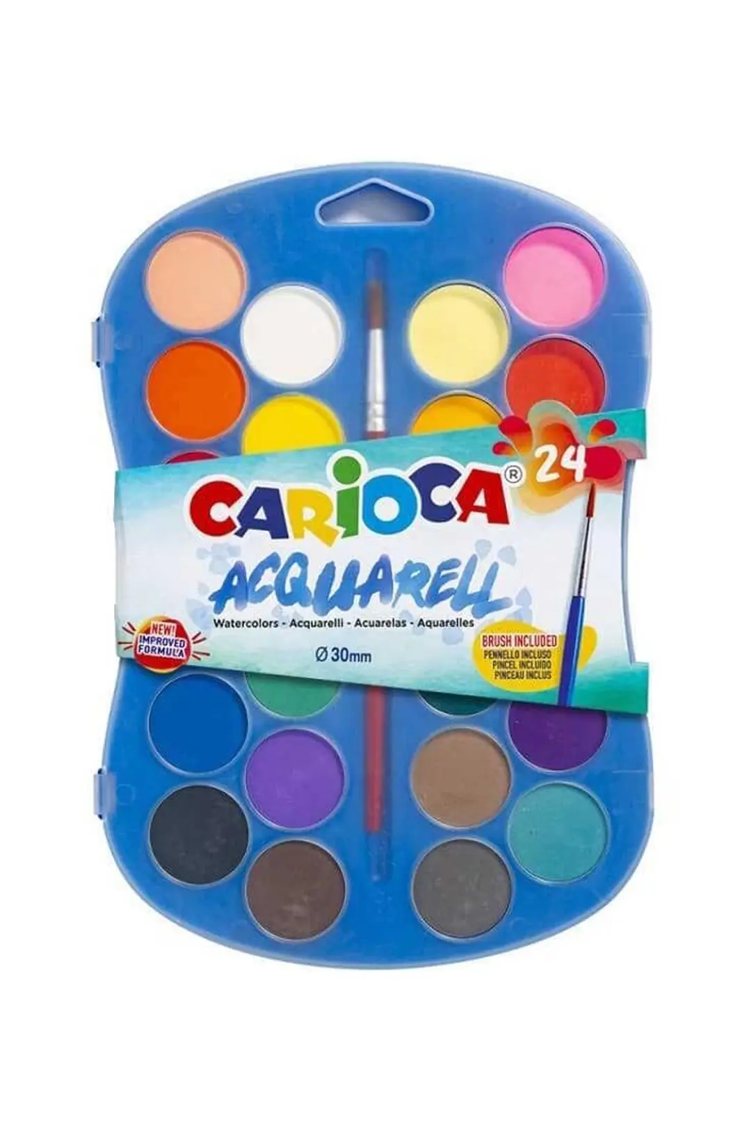 Carioca Sulu Boya 24 Renk 30 mm – Fırçalı Boyama Seti