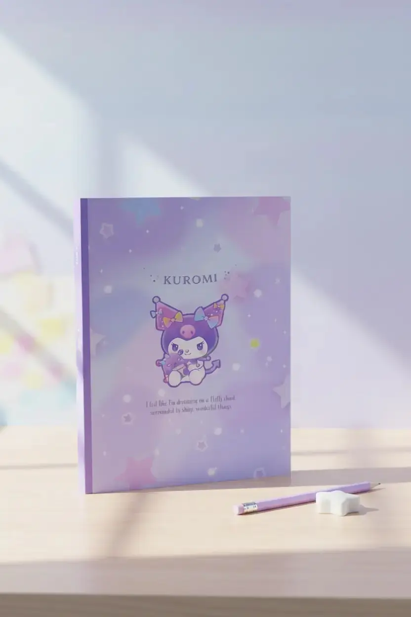 Sanrio Lisanslı Kuromi B5 Ciltli Not Defteri 64 Yaprak 18 CM