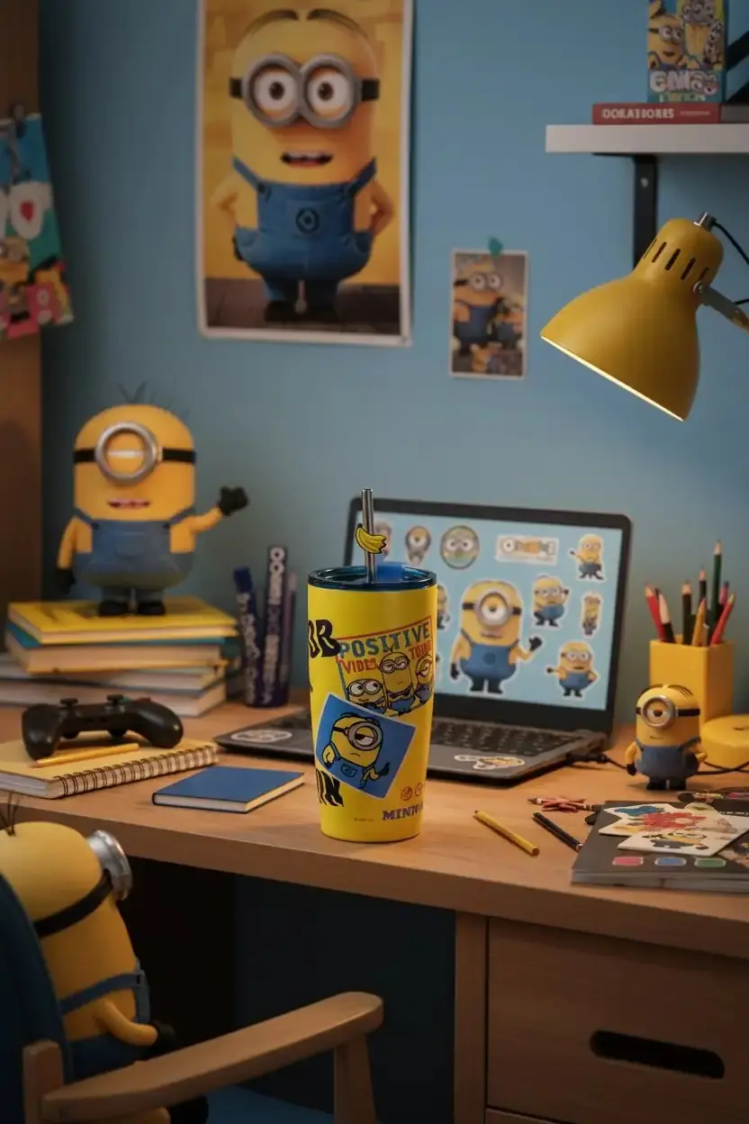 Minions Lisanslı Pipetli Çelik Matara 530 ML 17 CM