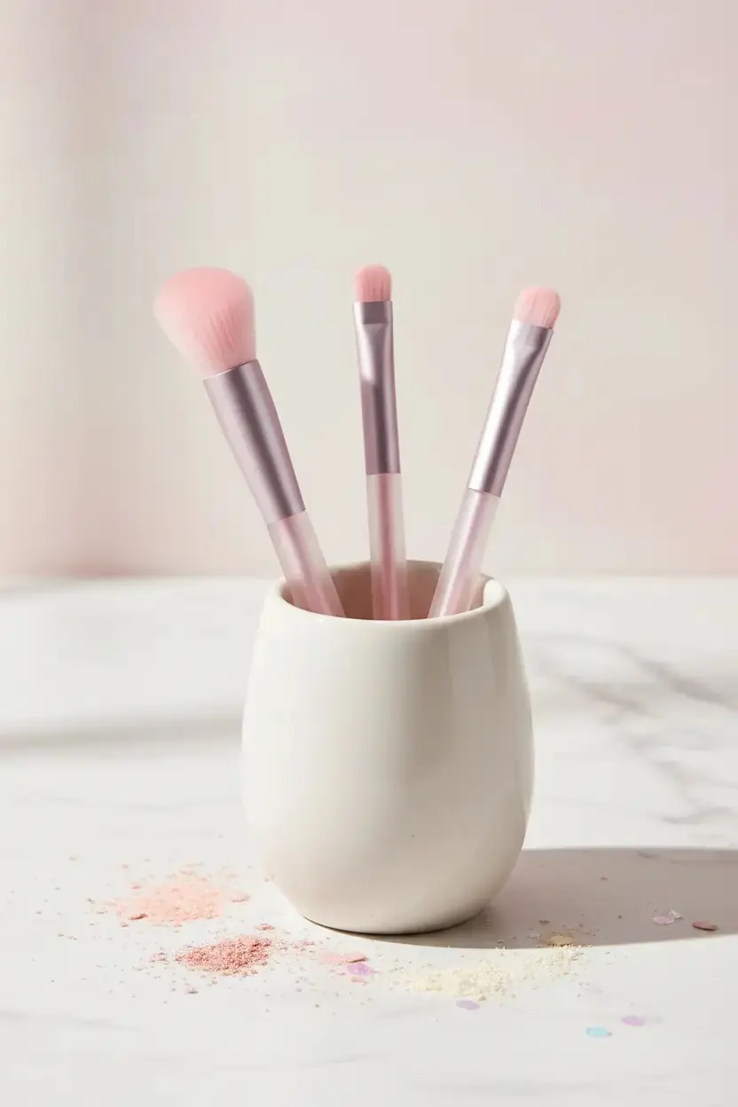 Miniso Lisanslı Parlak Pembe Serisi 3'lü Göz Makyaj Fırça Seti Yumuşak Kıllı