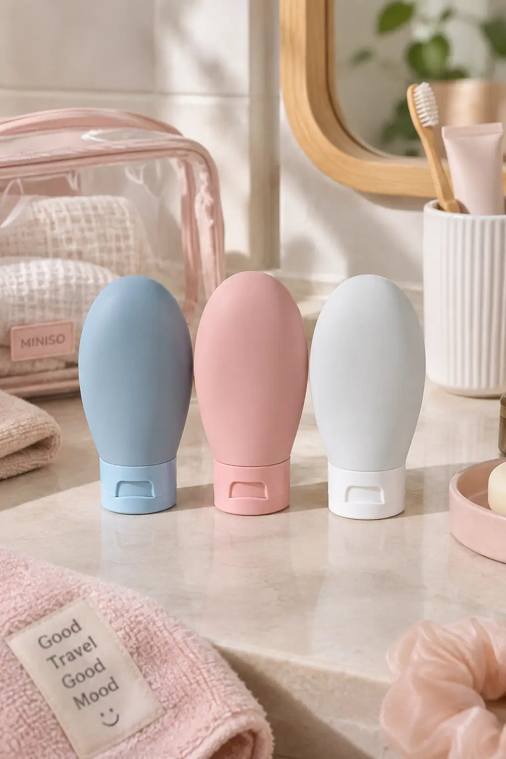 Miniso Lisanslı Seyahat Şişe Seti 60ml - 3 Adet Sızdırmaz Boş Kozmetik Taşıma Şişesi