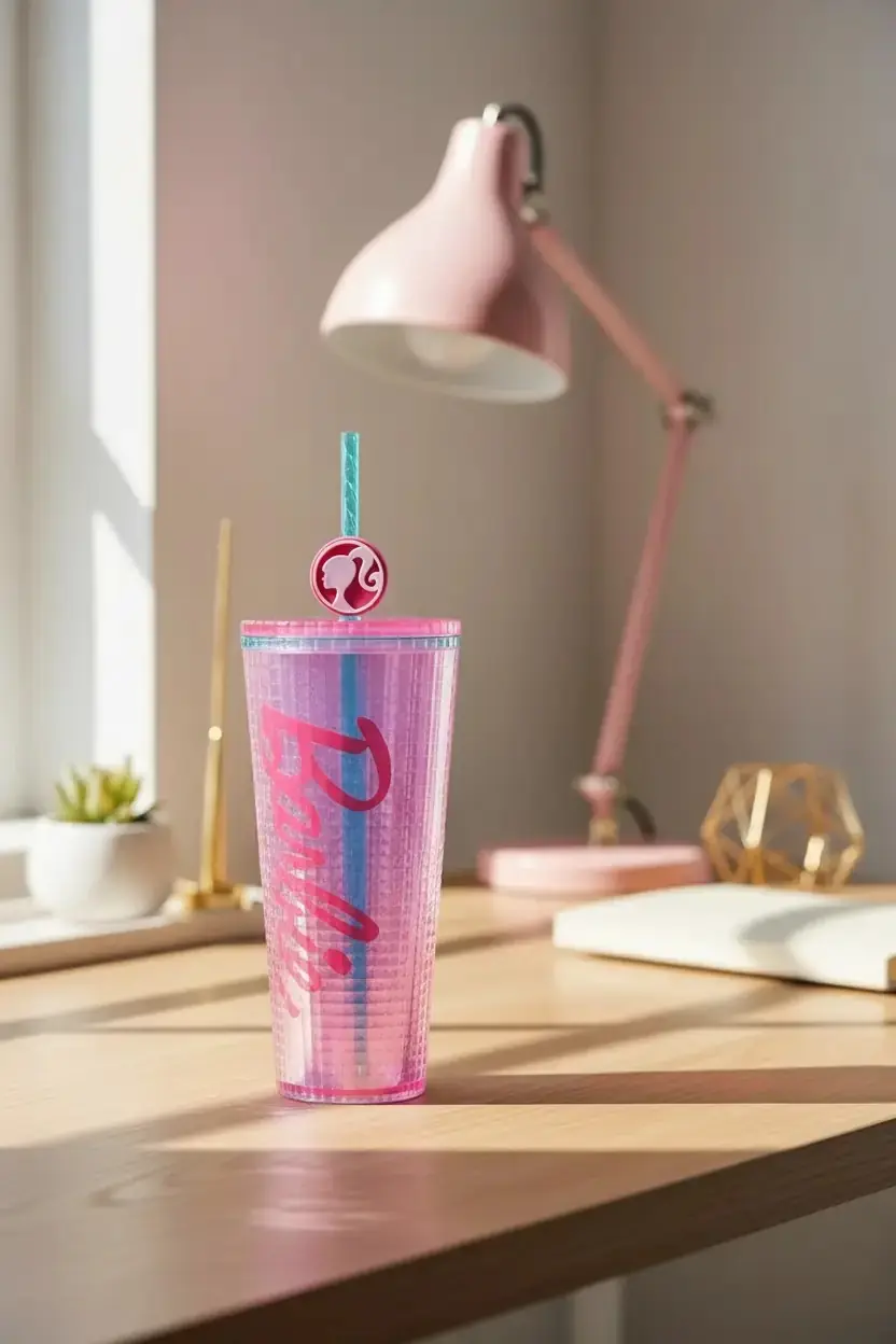 Barbie Lisanslı Çift Cidarlı Pipetli Şişe 775 ml – Silikon Aksesuarlı Tasarım