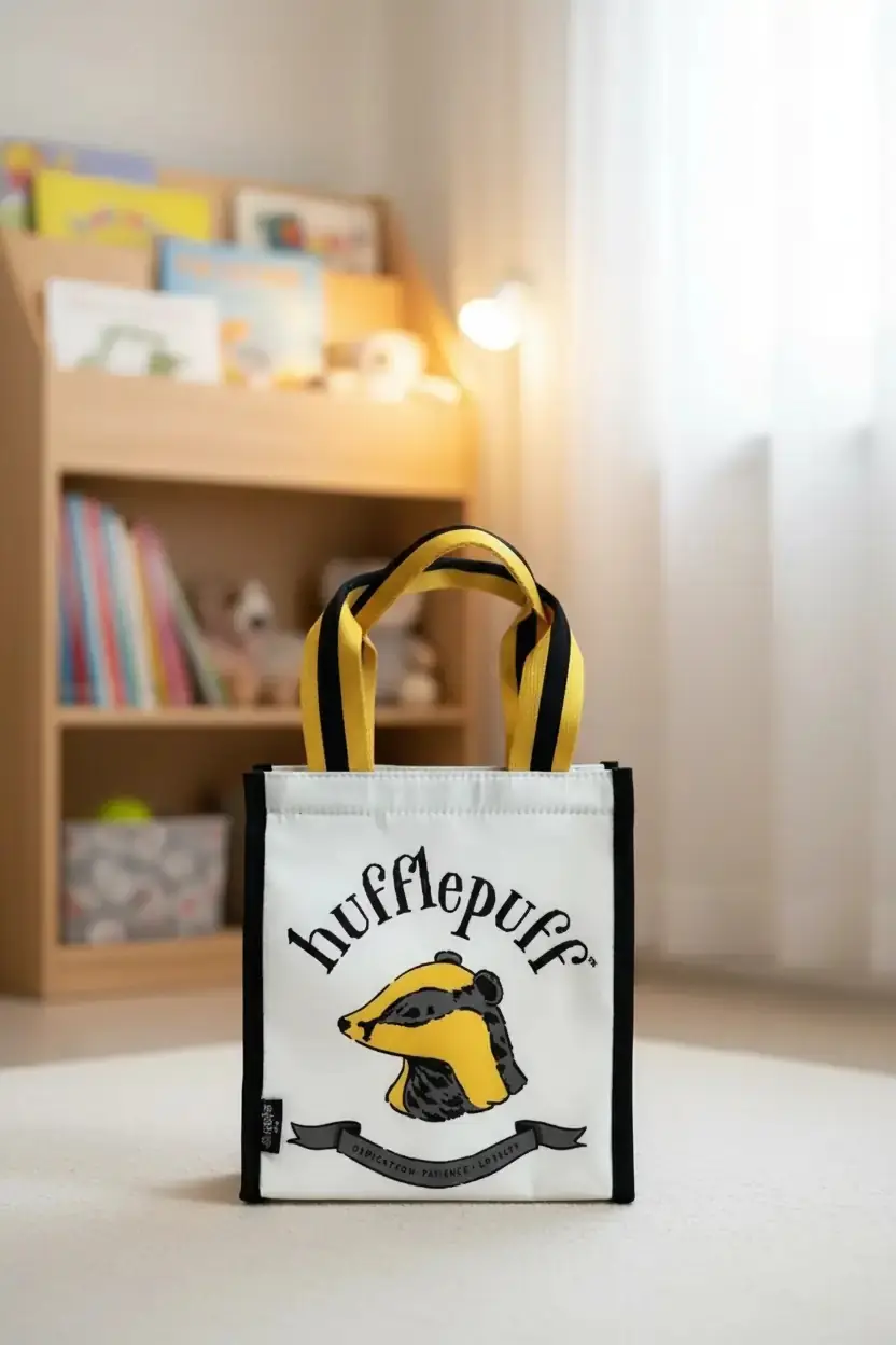Harry Potter Lisanslı Hufflepuff Yiyecek Çantası – Dayanıklı Astarlı Beslenme Çantası ve Günlük Taşıma Çantası 23 Cm