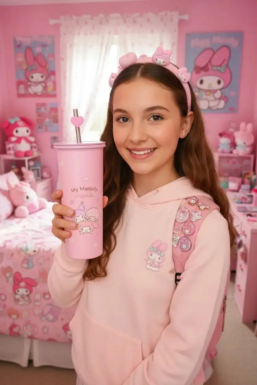 Sanrio Lisanslı Pipetli Paslanmaz Çelik Matara My Melody 800 ml