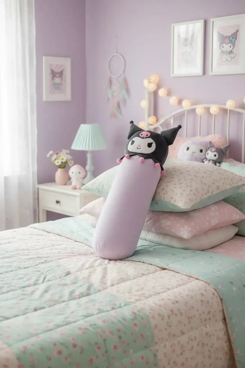 Sanrio Lisanslı Kuromi Minder 70 Cm – Uzun Yumuşak Dekoratif